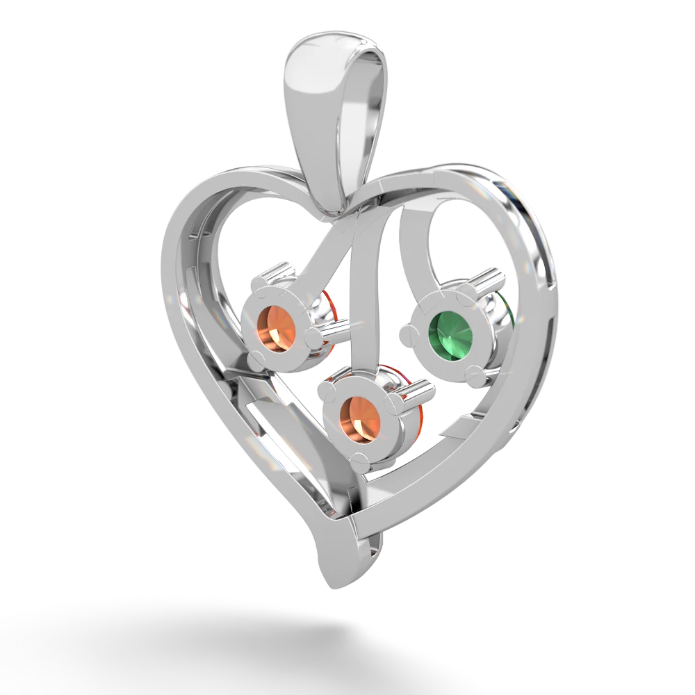 Emerald Glowing Heart 14K White Gold pendant P2233