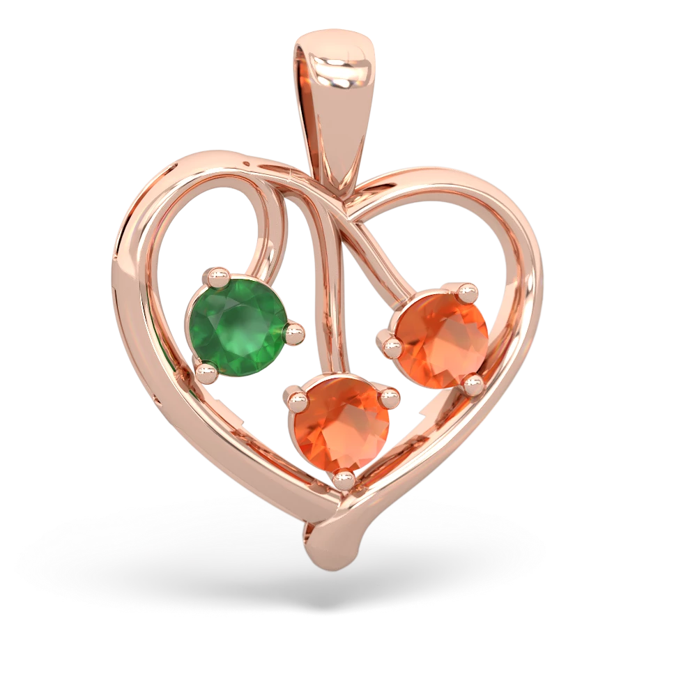 Emerald Glowing Heart 14K Rose Gold pendant P2233