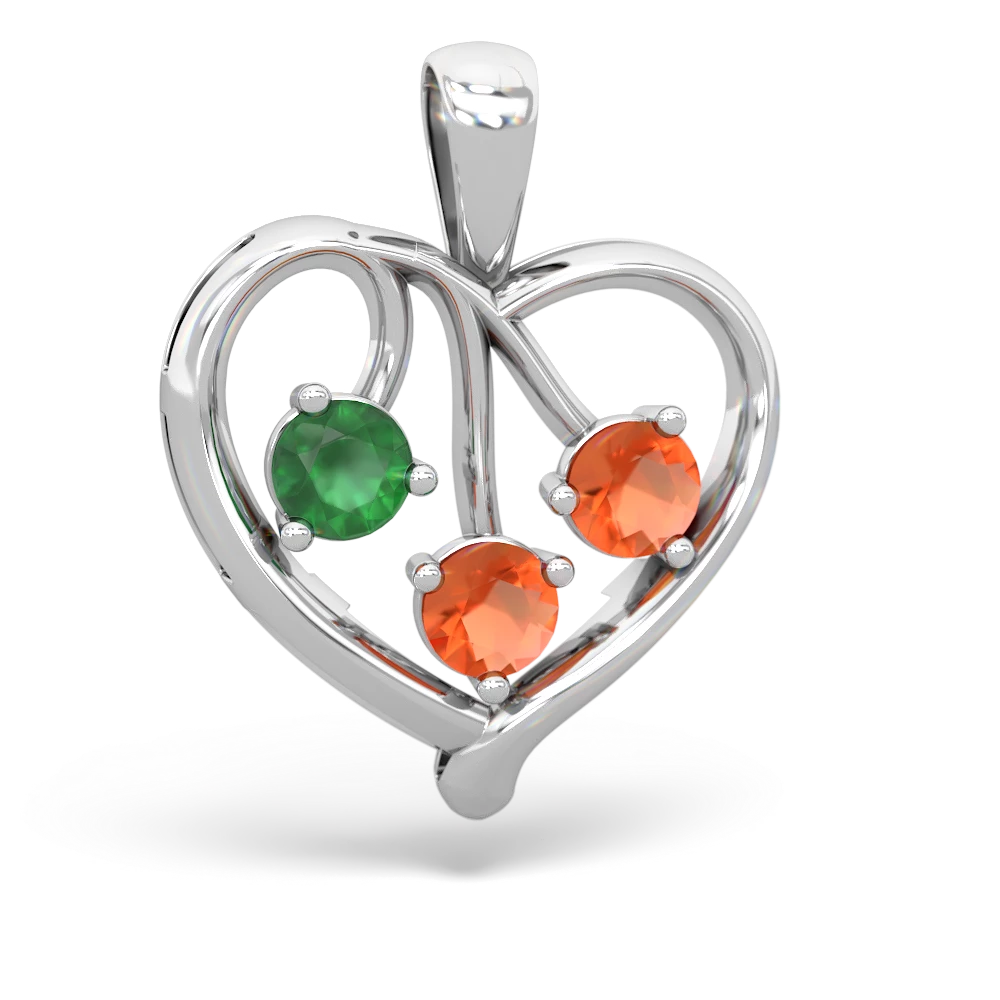 Emerald Glowing Heart 14K White Gold pendant P2233