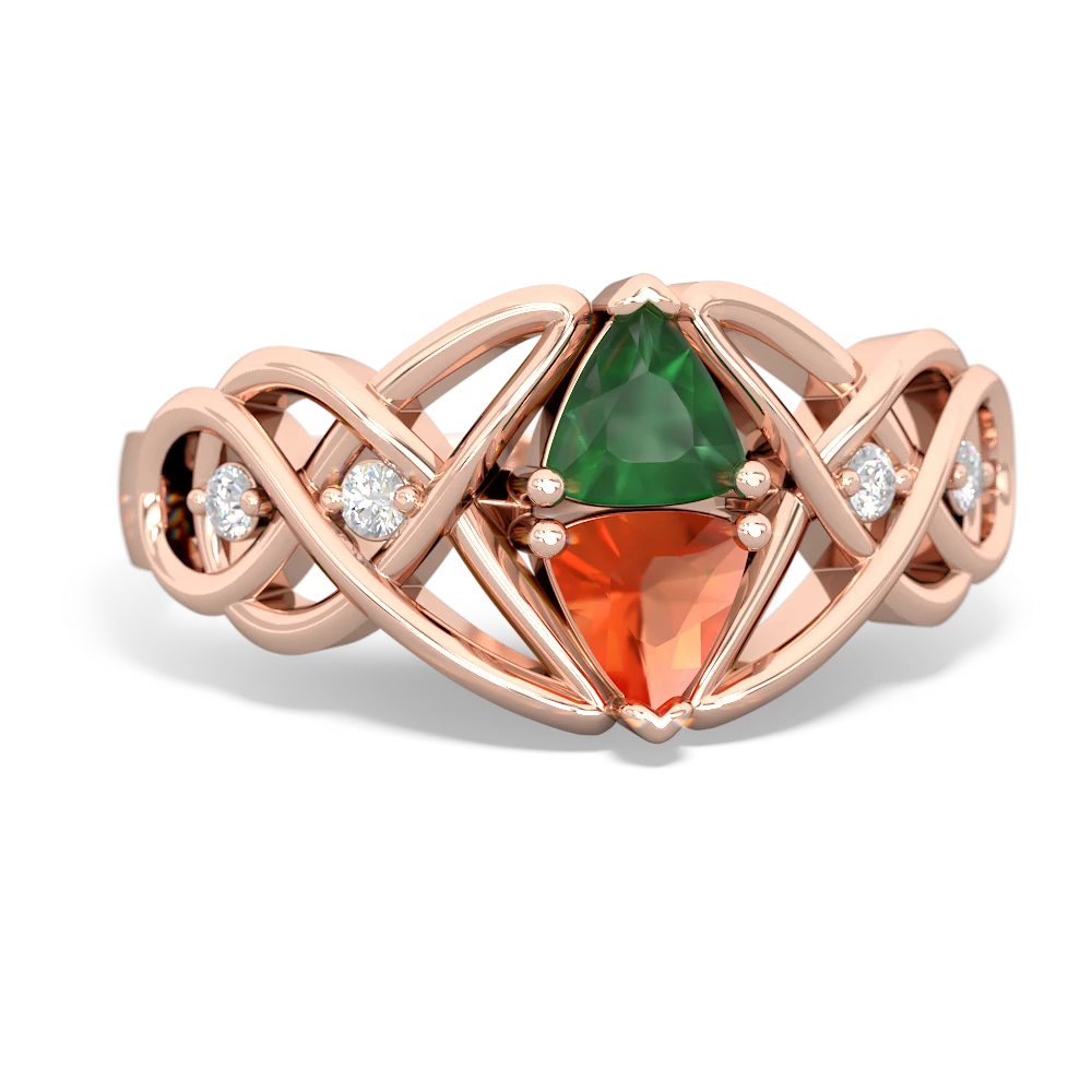 Emerald Keepsake Celtic Knot 14K Rose Gold ring R5300