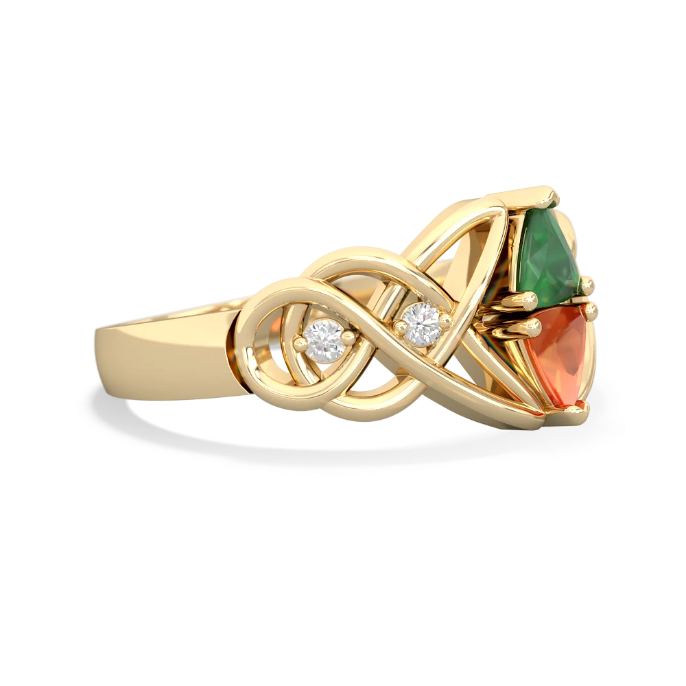 Emerald Keepsake Celtic Knot 14K Yellow Gold ring R5300