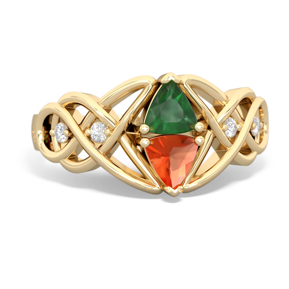 Emerald Keepsake Celtic Knot 14K Yellow Gold ring R5300