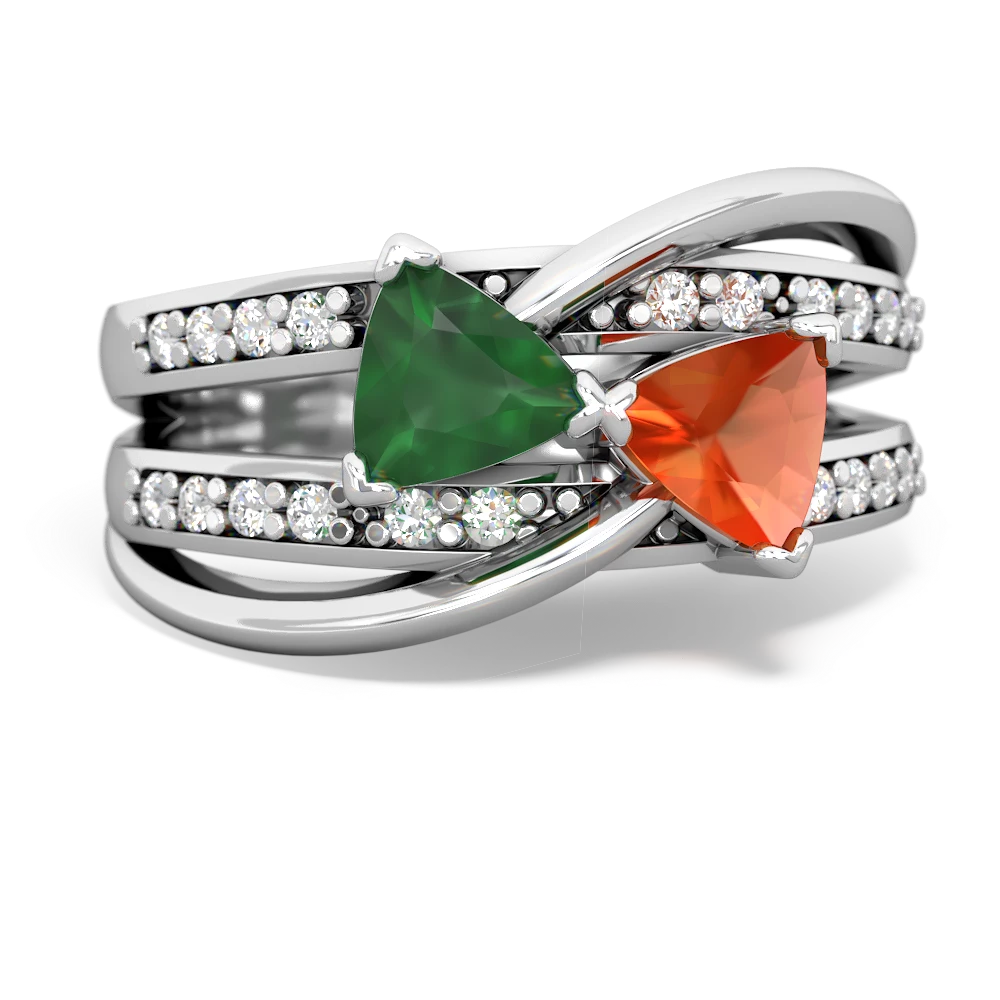 Emerald Bowtie 14K White Gold ring R2360