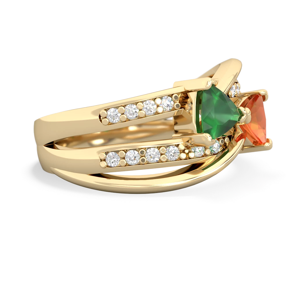 Emerald Bowtie 14K Yellow Gold ring R2360