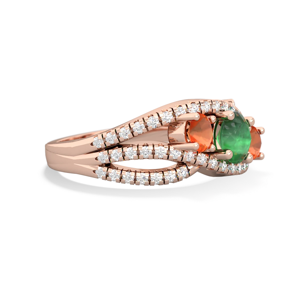 Emerald Three Stone Aurora 14K Rose Gold ring R3080