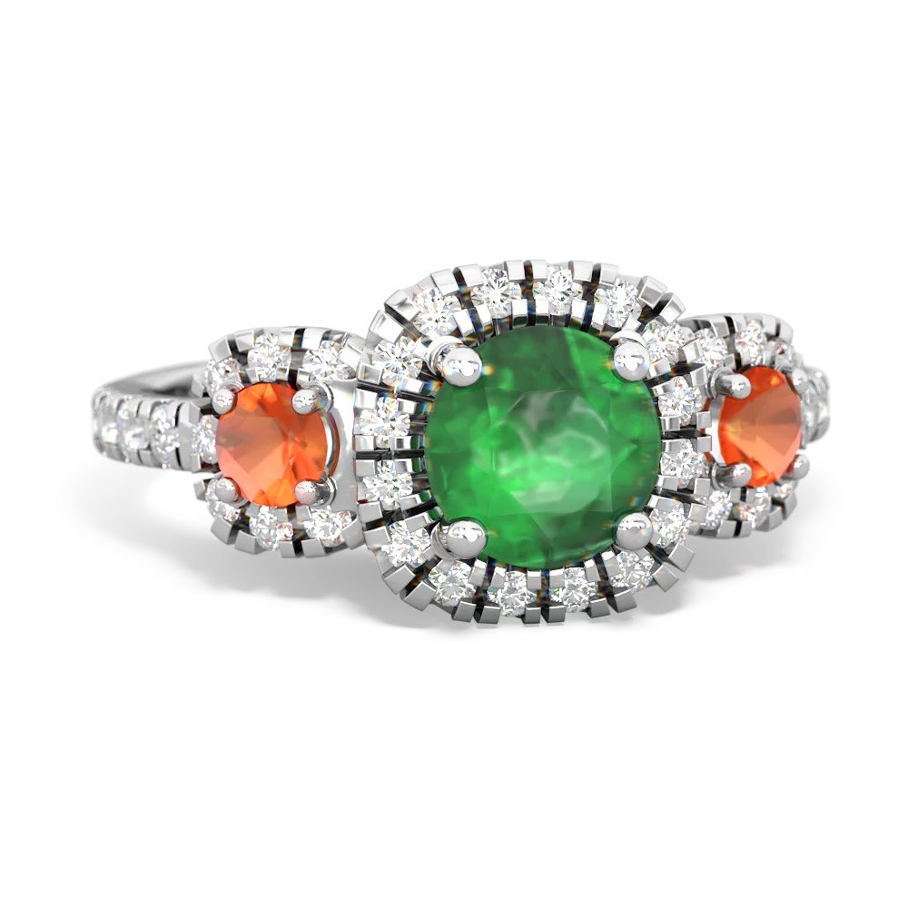 Emerald Regal Halo 14K White Gold ring R5350