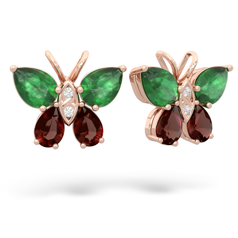 Emerald Butterfly 14K Rose Gold earrings E2215