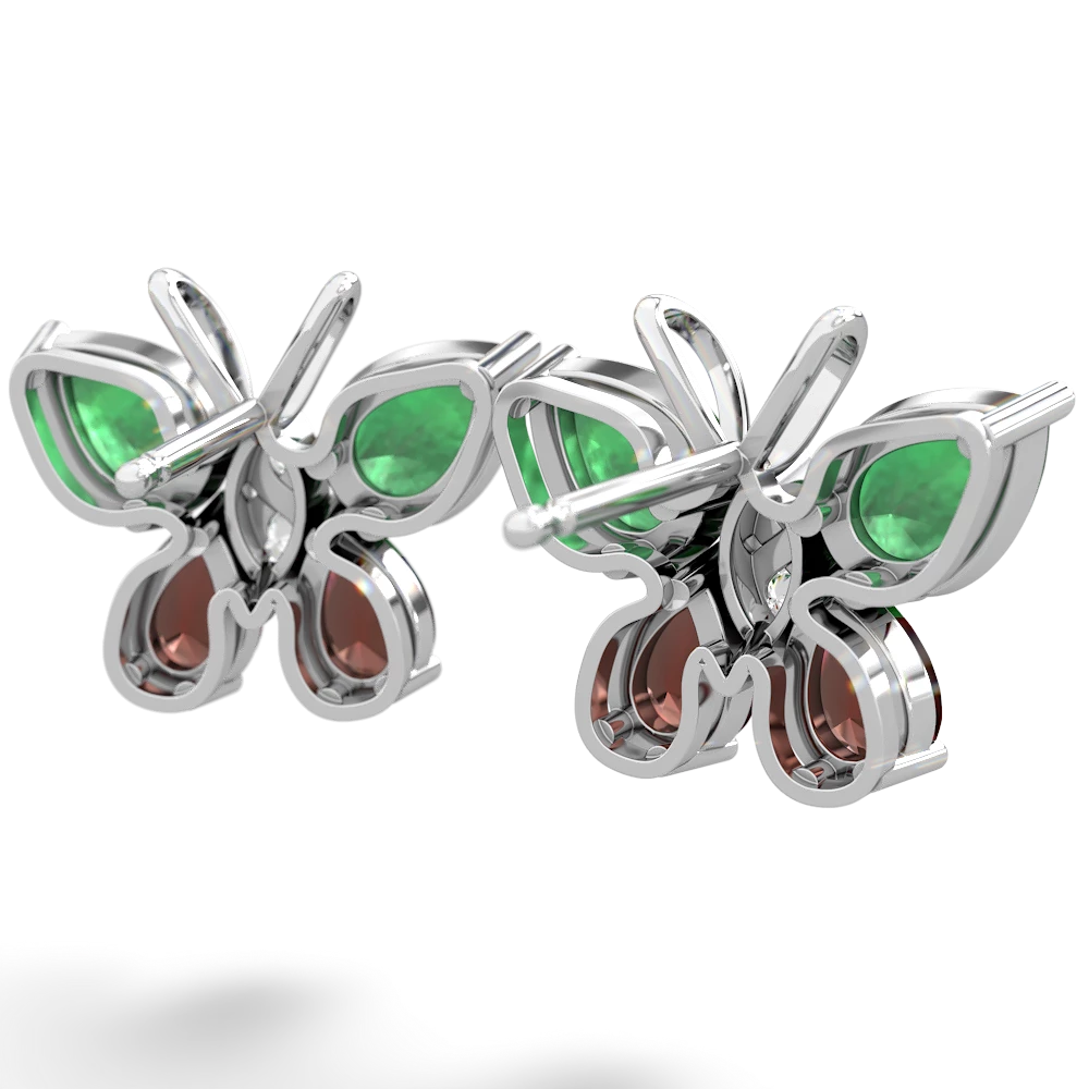 Emerald Butterfly 14K White Gold earrings E2215