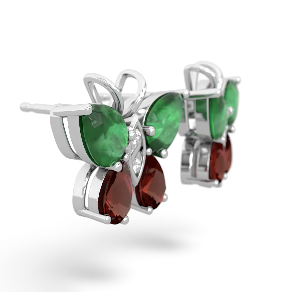 Emerald Butterfly 14K White Gold earrings E2215