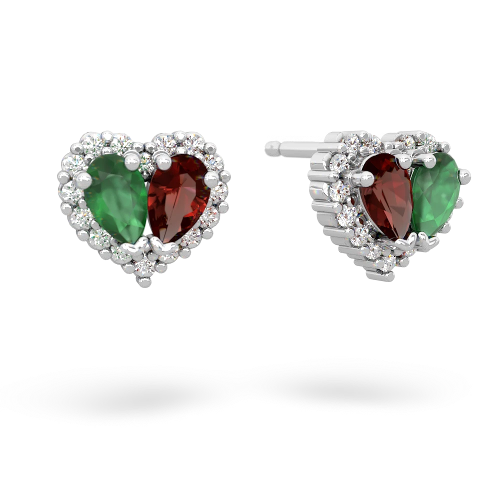 Emerald Halo 14K White Gold earrings E7008