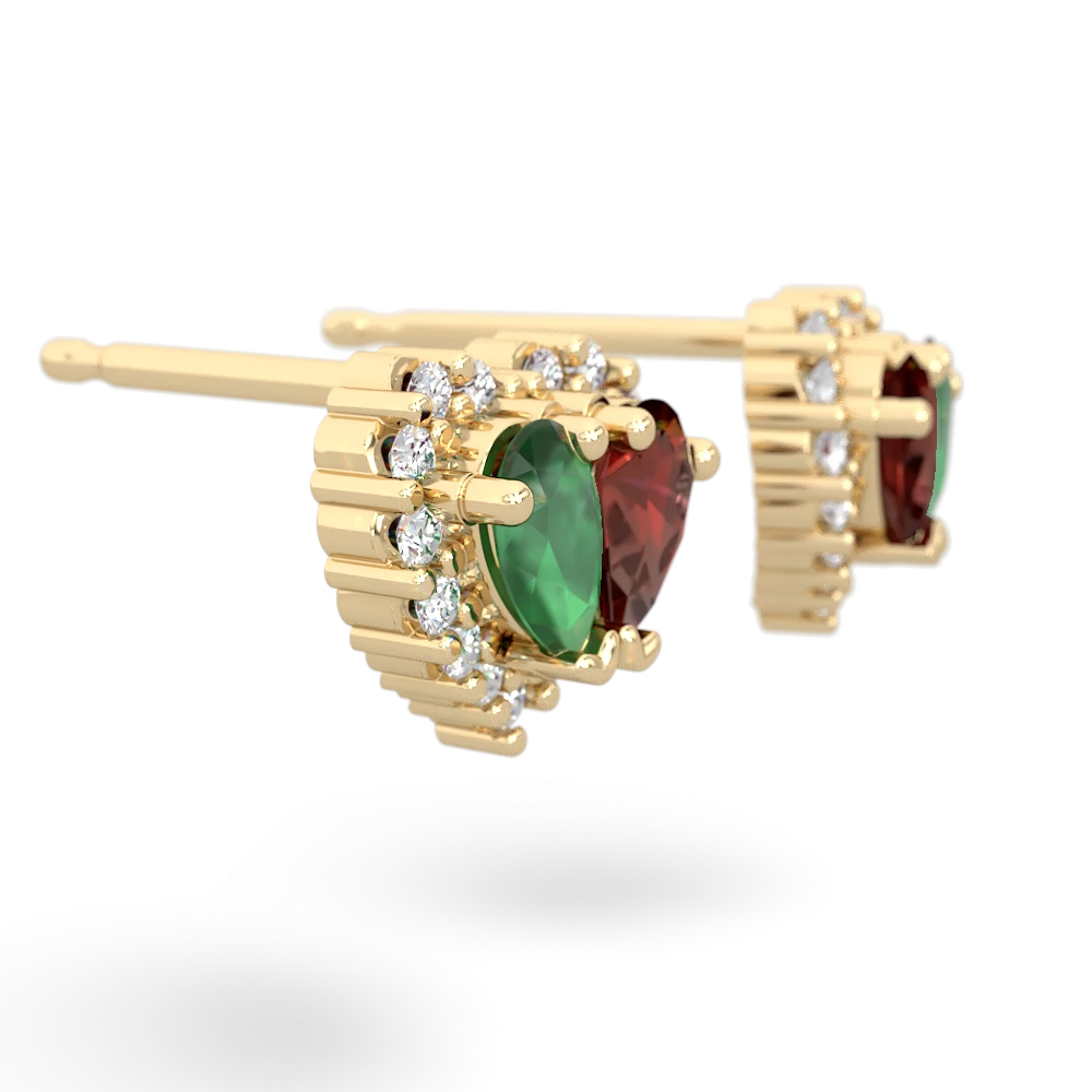 Emerald Halo 14K Yellow Gold earrings E7008