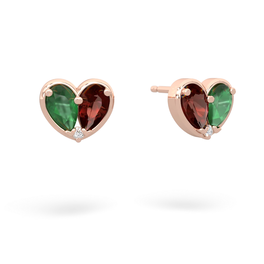 Emerald 'Our Heart' 14K Rose Gold earrings E5072