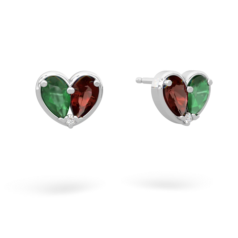 Emerald 'Our Heart' 14K White Gold earrings E5072