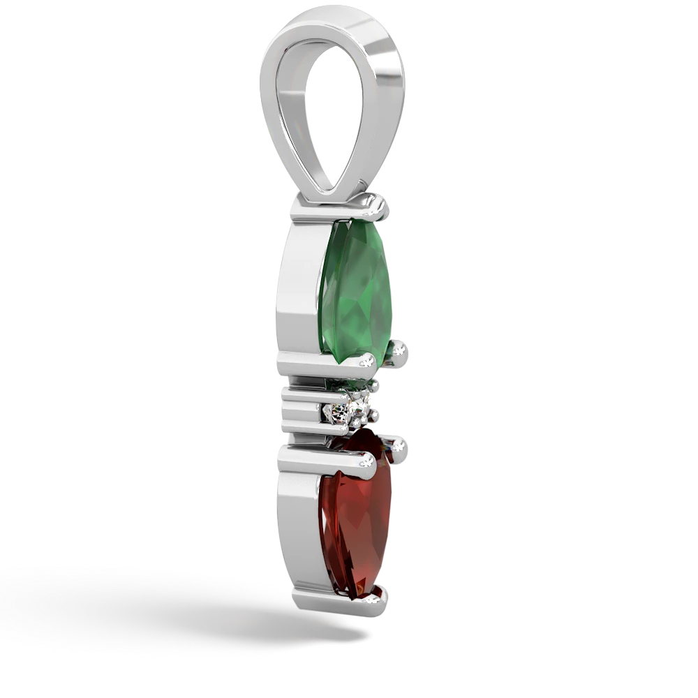 Emerald Bowtie Drop 14K White Gold pendant P0865