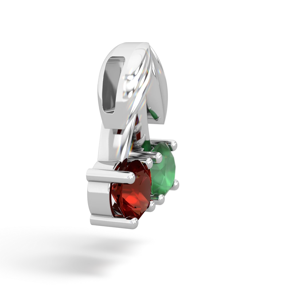 Emerald Sweet Cherries 14K White Gold pendant P7001