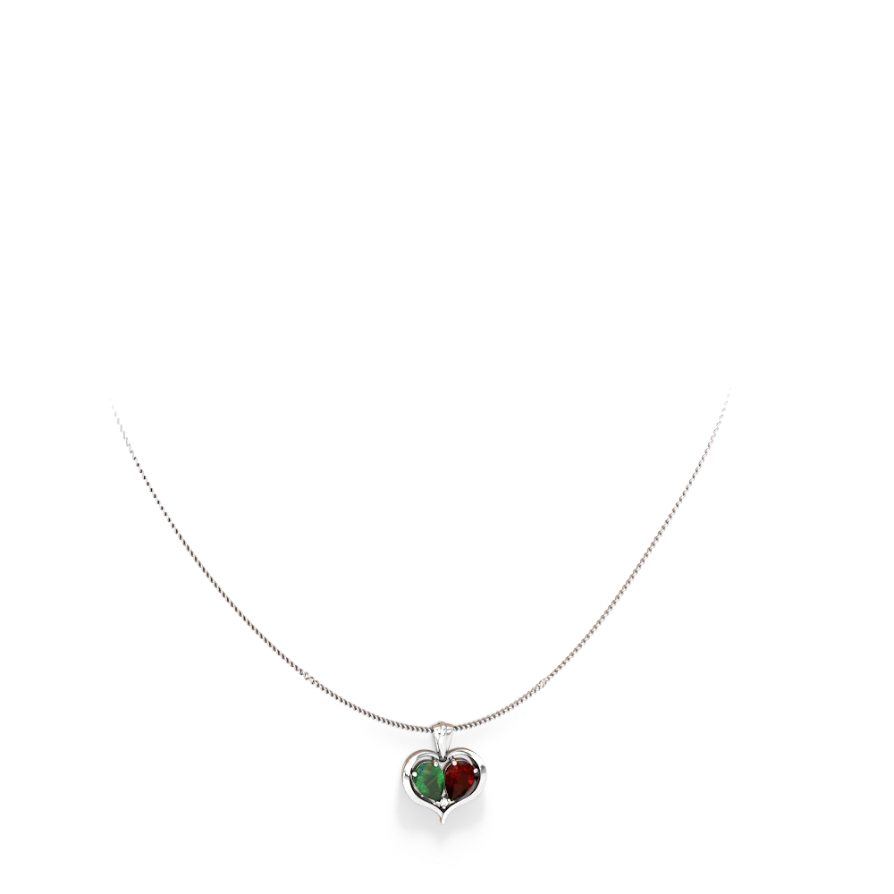 Emerald Two Become One 14K White Gold pendant P5330