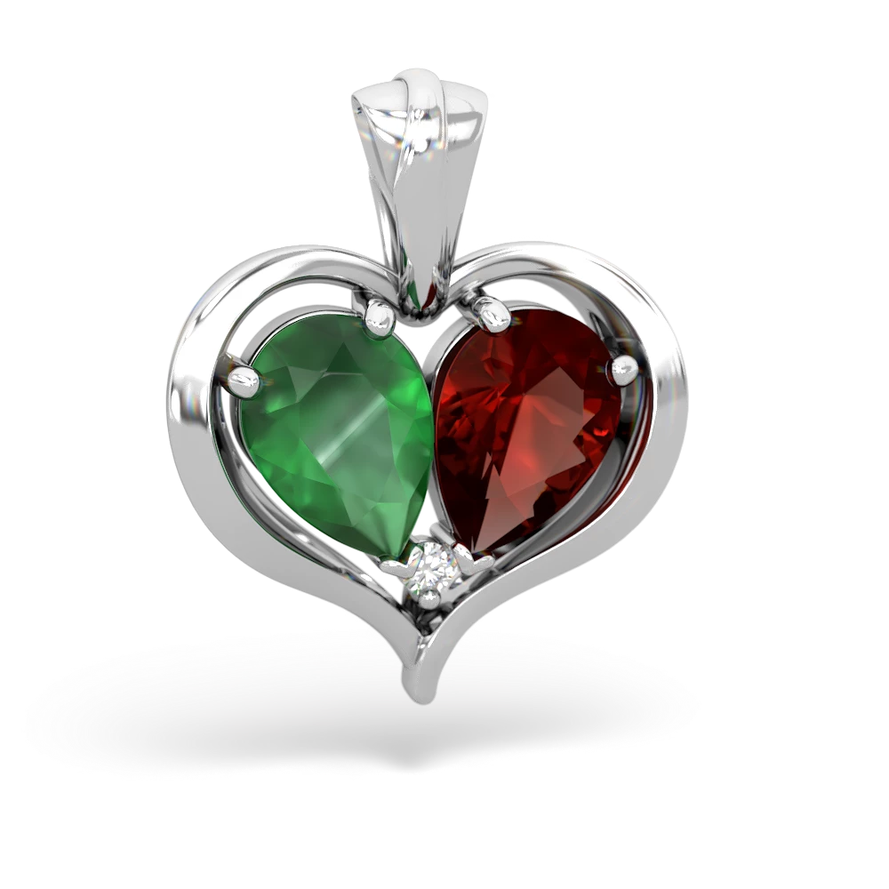 Emerald Two Become One 14K White Gold pendant P5330