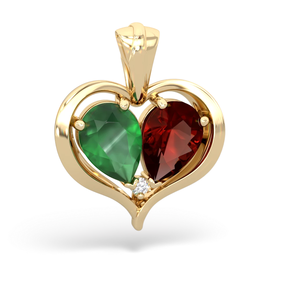 Emerald Two Become One 14K Yellow Gold pendant P5330