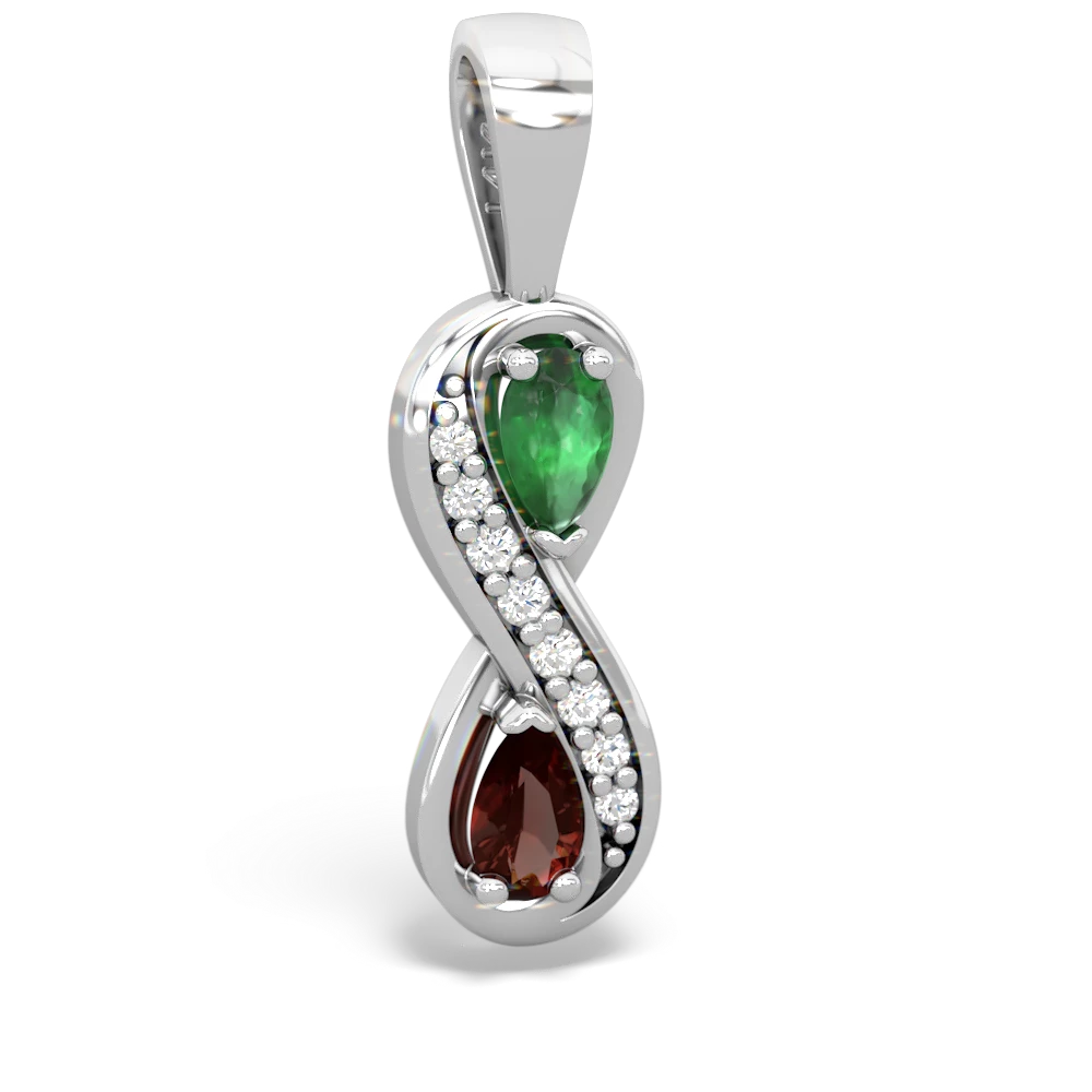 Emerald Diamond Infinity 14K White Gold pendant P5390