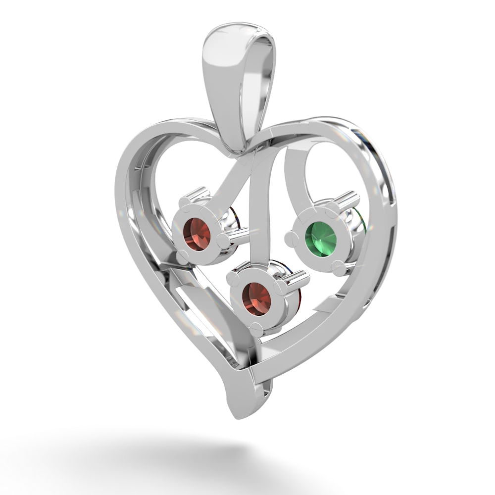 Emerald Glowing Heart 14K White Gold pendant P2233
