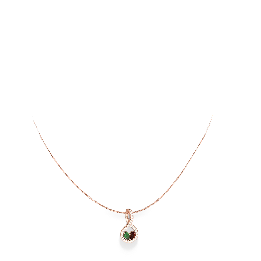 Emerald Pave Twist 'One Heart' 14K Rose Gold pendant P5360