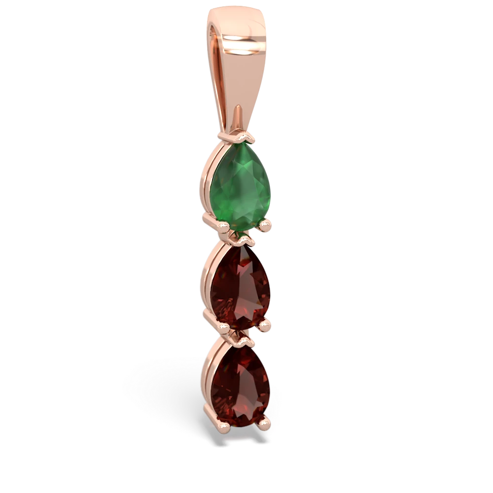 Emerald Dew Drops 14K Rose Gold pendant P2251