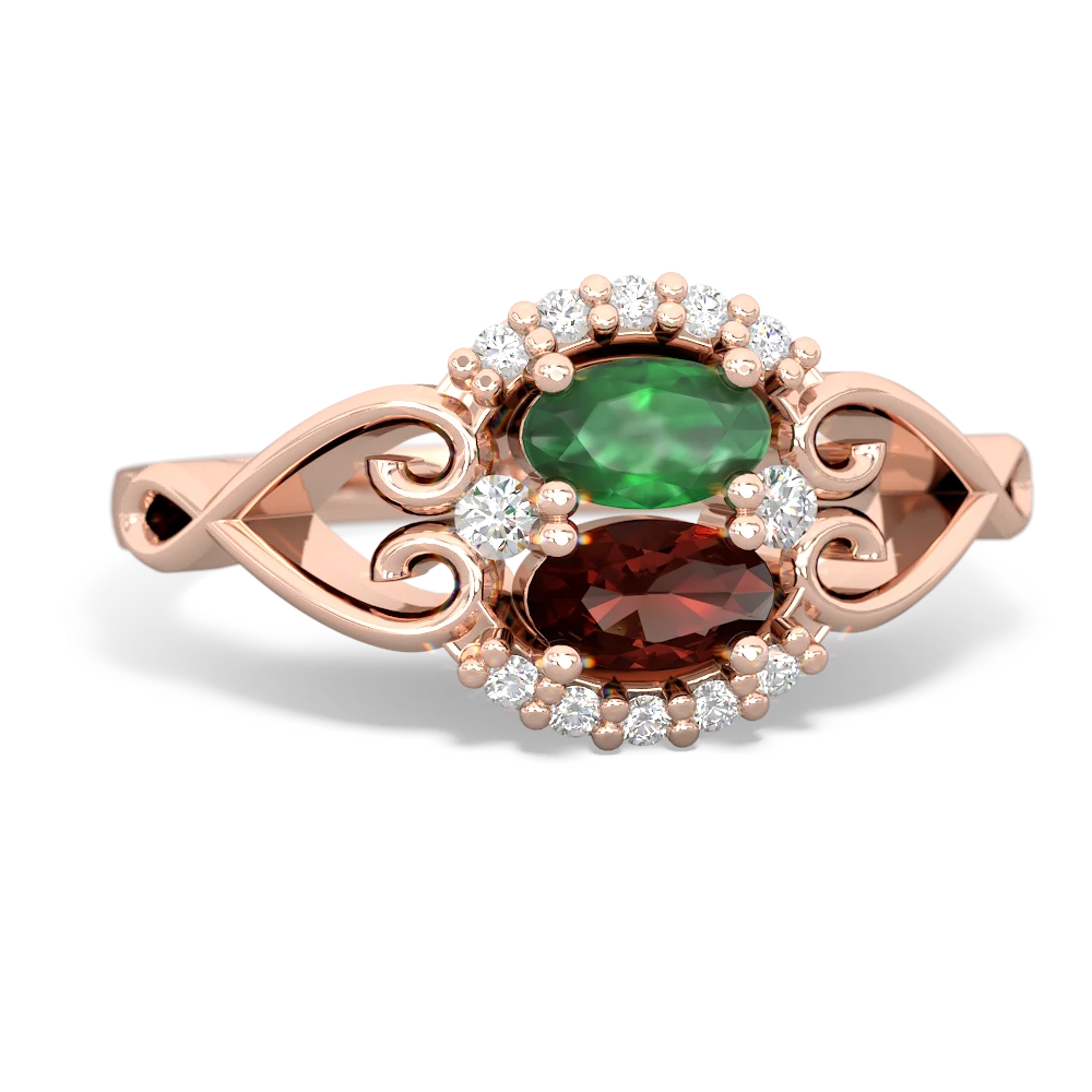 Emerald Love Nest 14K Rose Gold ring R5860