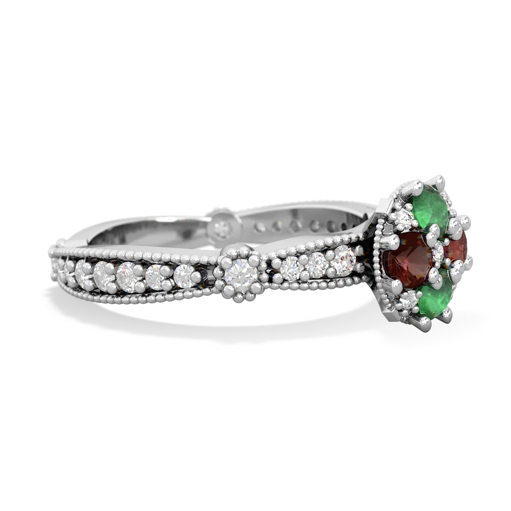 Emerald Sparkling Tiara Cluster 14K White Gold ring R26293RD