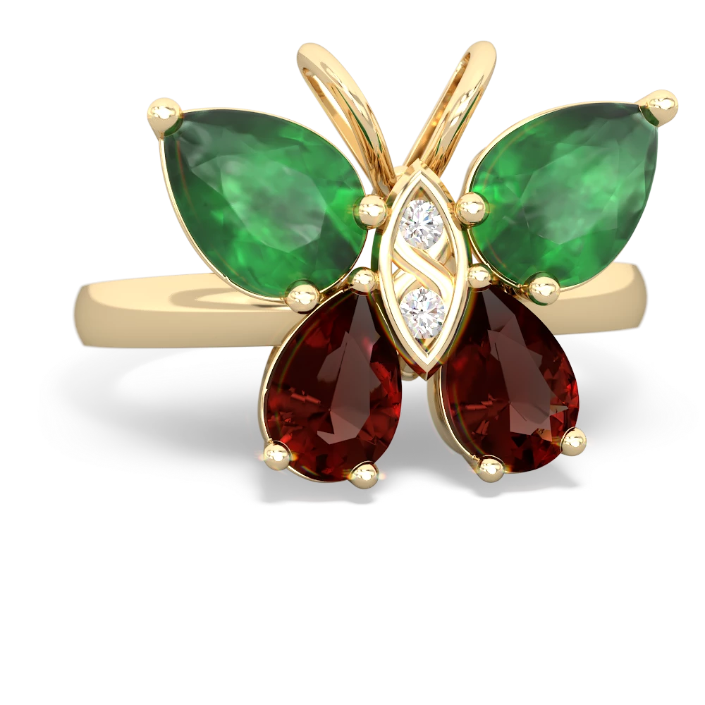 Emerald Butterfly 14K Yellow Gold ring R2215