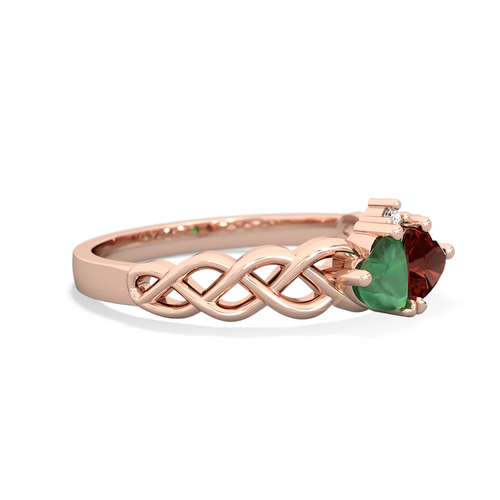 Emerald Heart To Heart Braid 14K Rose Gold ring R5870