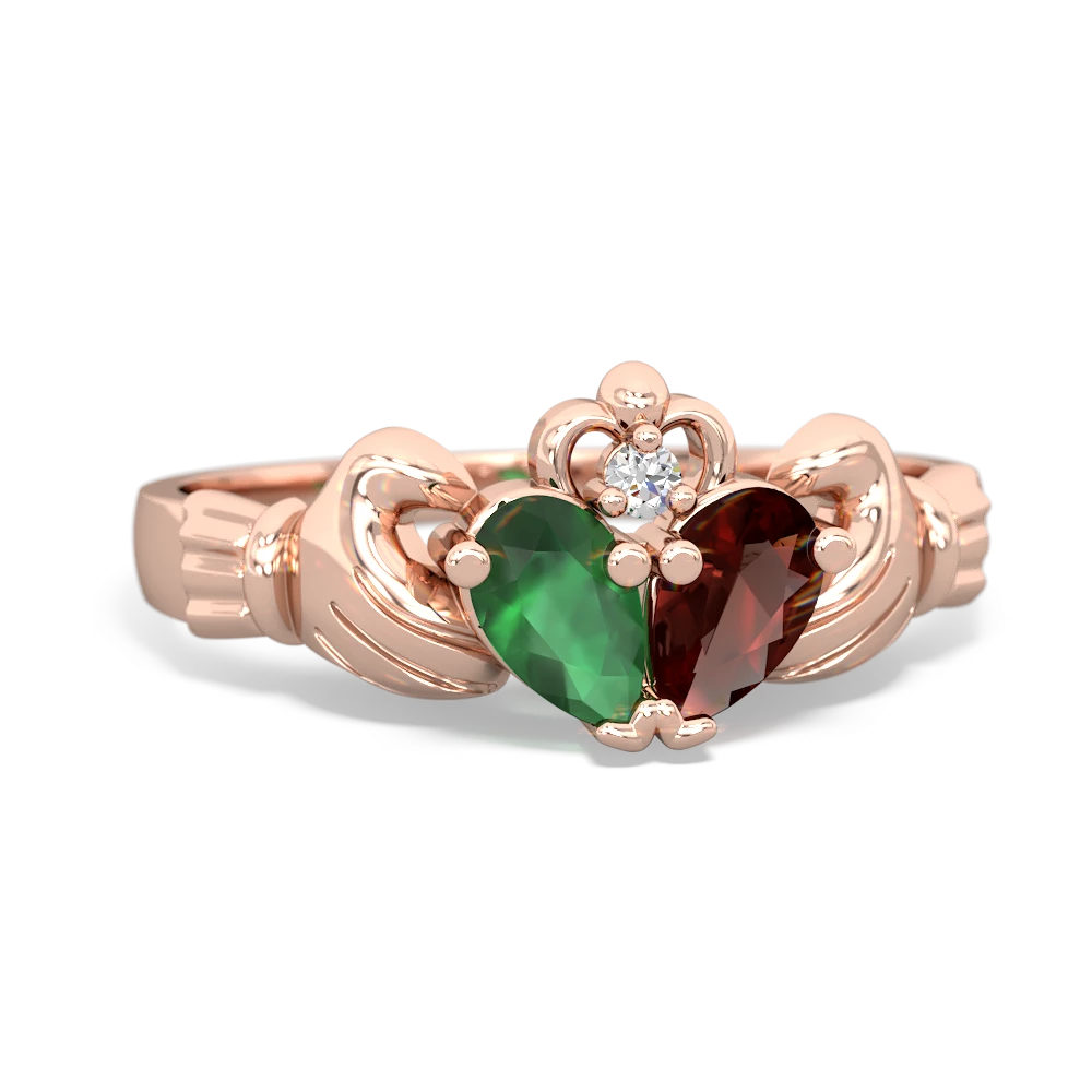 Emerald 'Our Heart' Claddagh 14K Rose Gold ring R2388