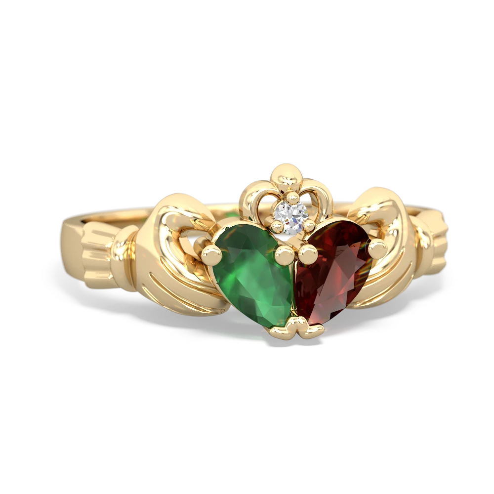 Emerald 'Our Heart' Claddagh 14K Yellow Gold ring R2388