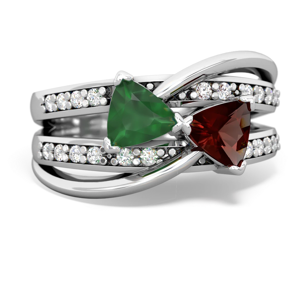 Emerald Bowtie 14K White Gold ring R2360