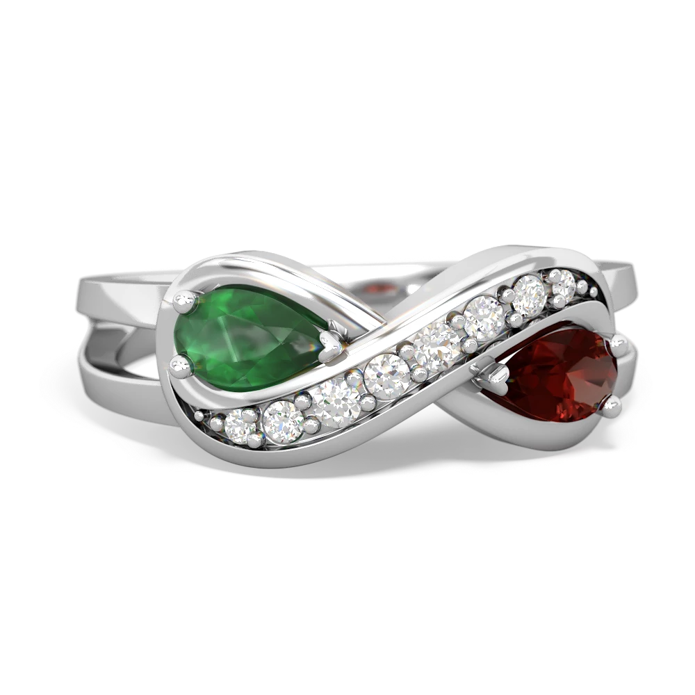 Emerald Diamond Infinity 14K White Gold ring R5390