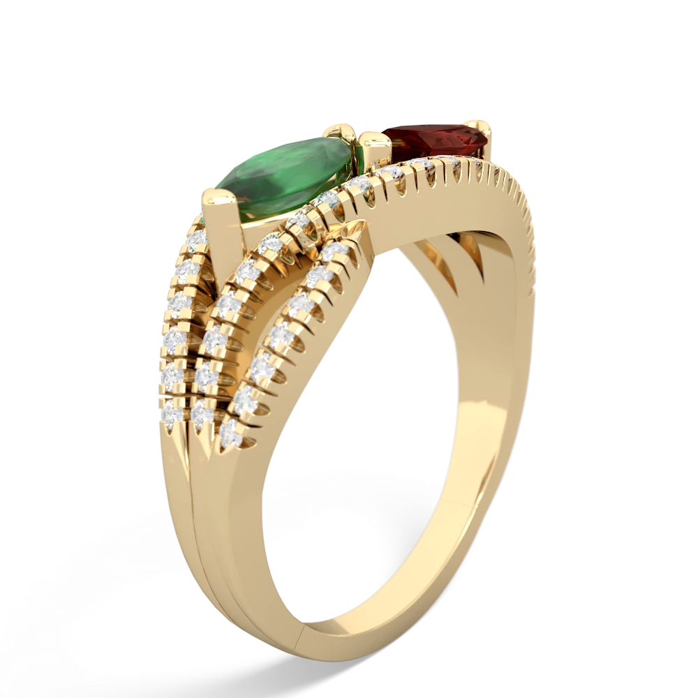 Emerald Diamond Rivers 14K Yellow Gold ring R3070