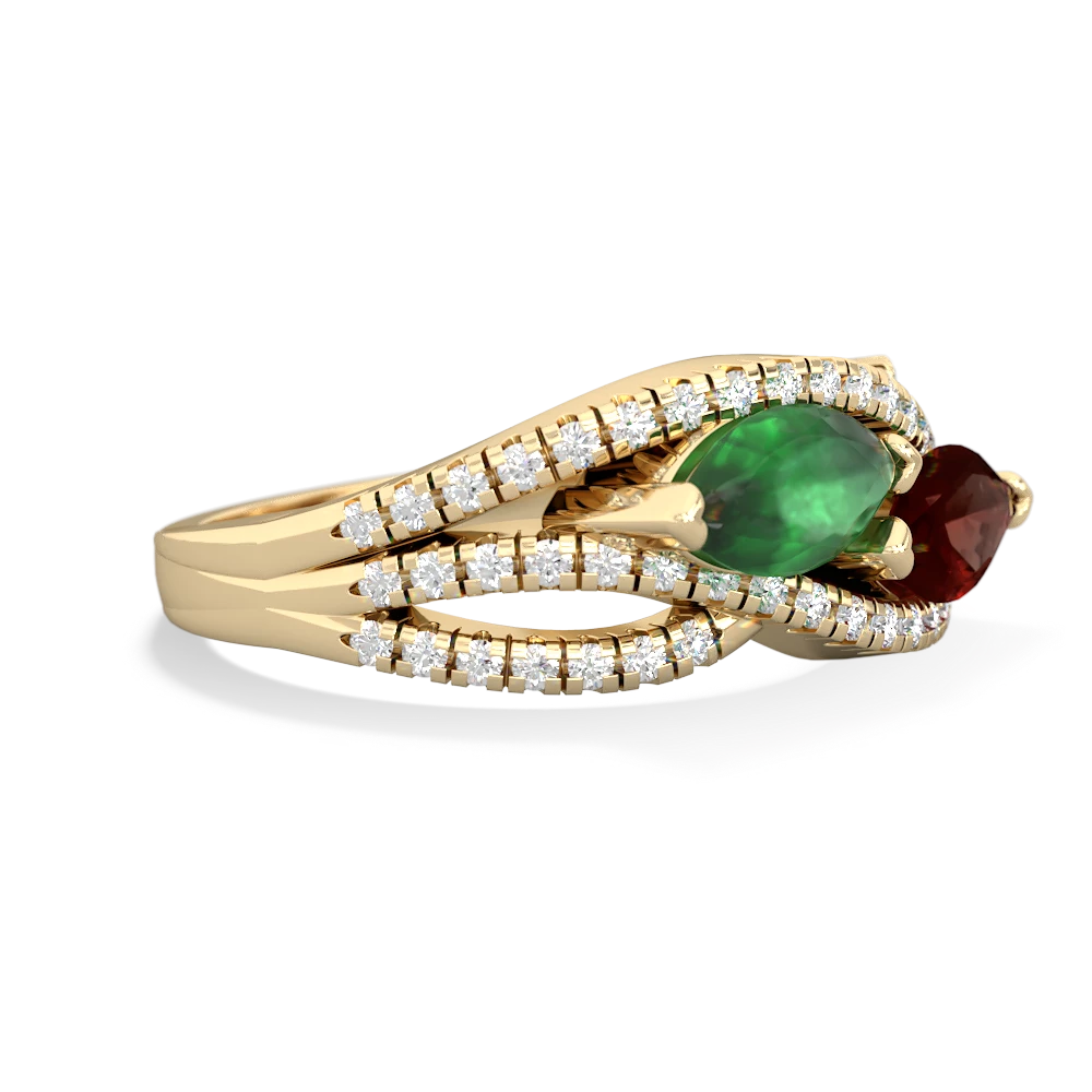 Emerald Diamond Rivers 14K Yellow Gold ring R3070