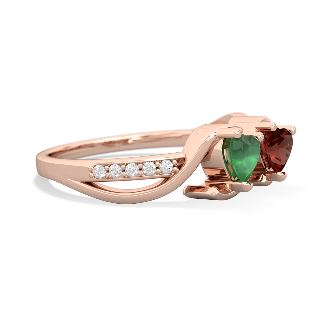 Emerald Side By Side 14K Rose Gold ring R3090