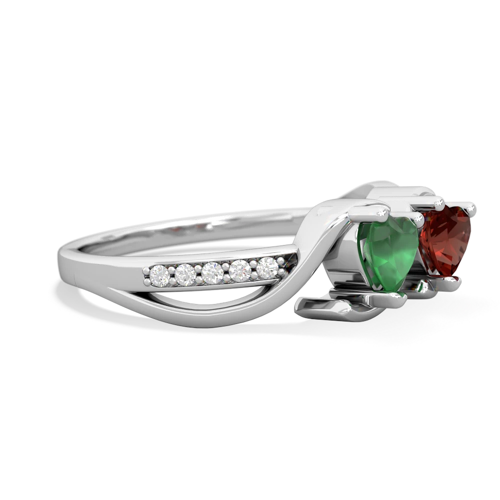 Emerald Side By Side 14K White Gold ring R3090