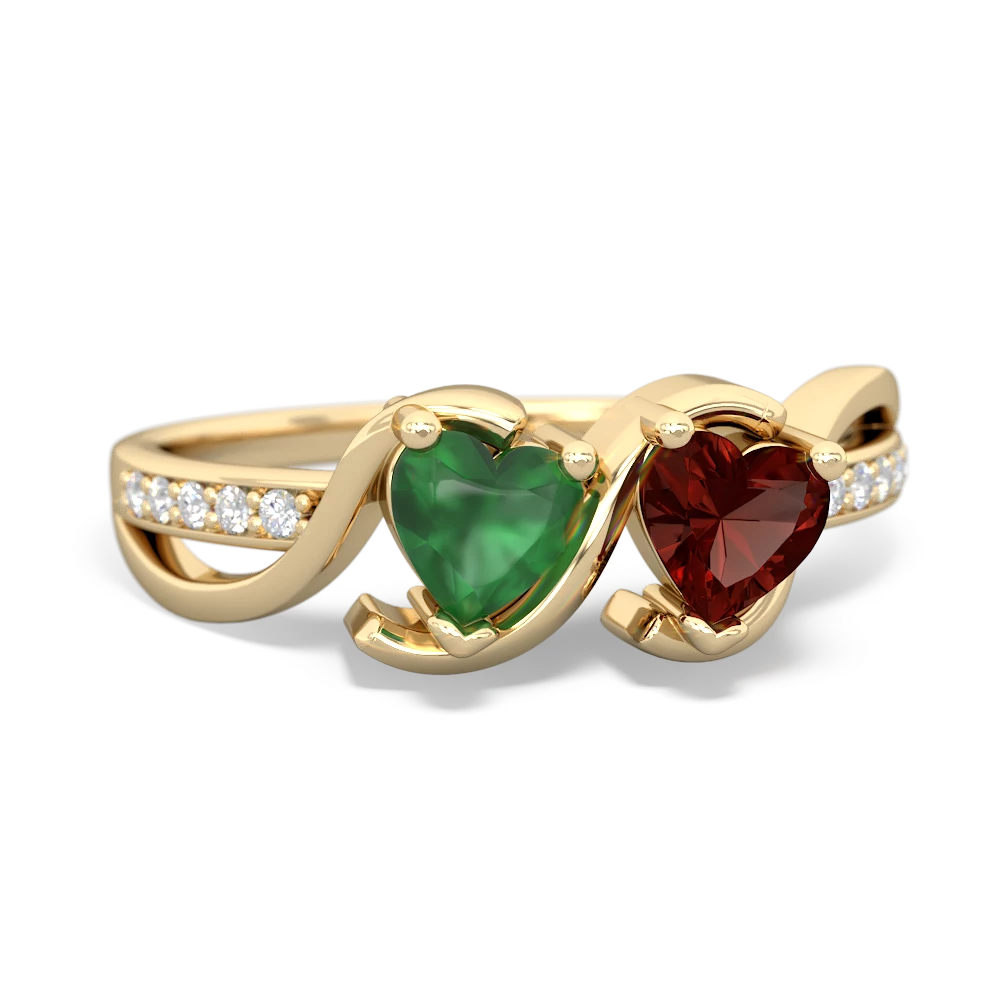 Emerald Side By Side 14K Yellow Gold ring R3090