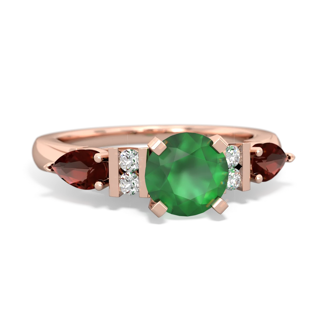 Emerald 6Mm Round Eternal Embrace Engagement 14K Rose Gold ring R2005