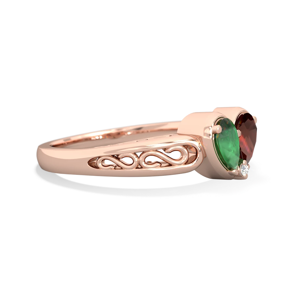 Emerald Filligree 'One Heart' 14K Rose Gold ring R5070