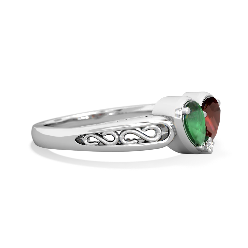 Emerald Filligree 'One Heart' 14K White Gold ring R5070