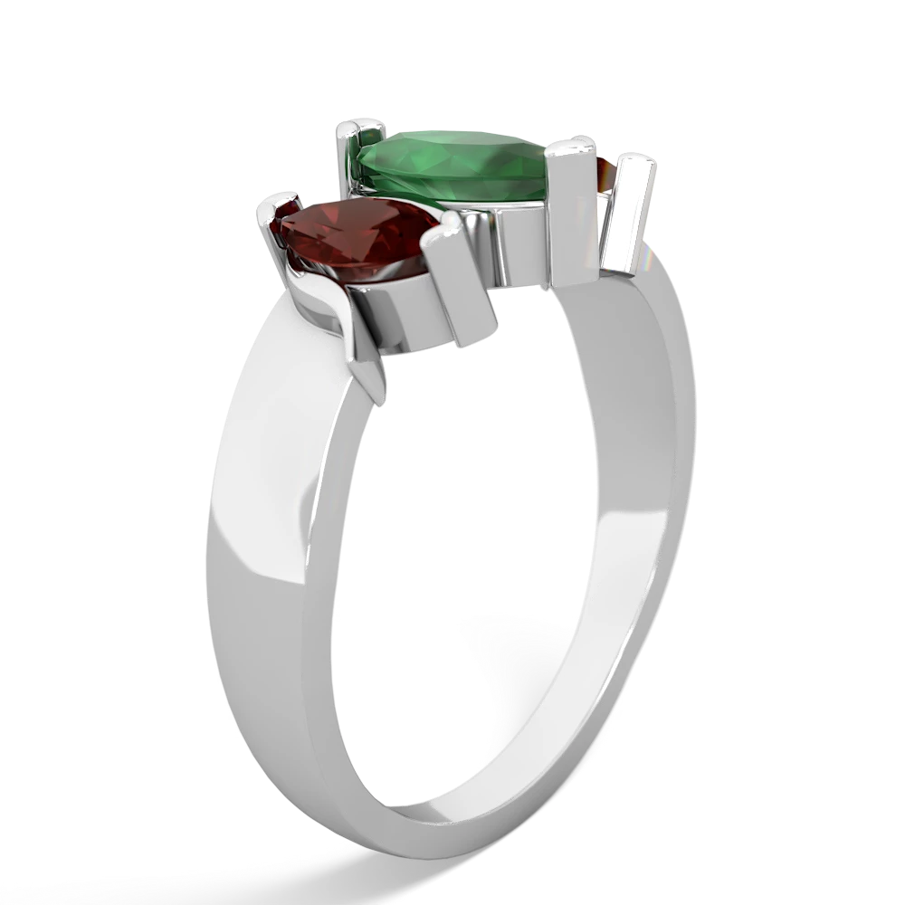 Emerald Three Peeks 14K White Gold ring R2433