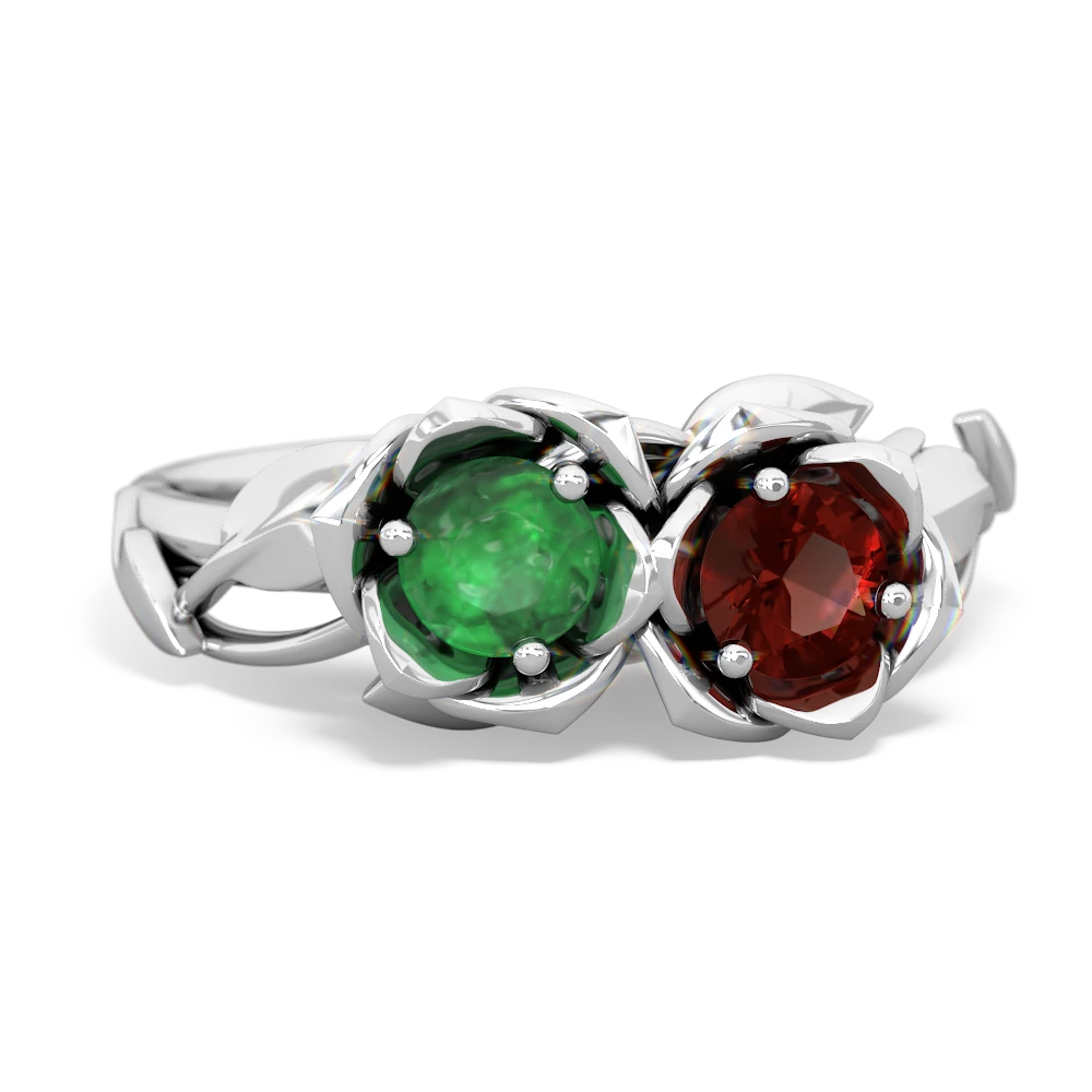 Emerald Rose Garden 14K White Gold ring R5510