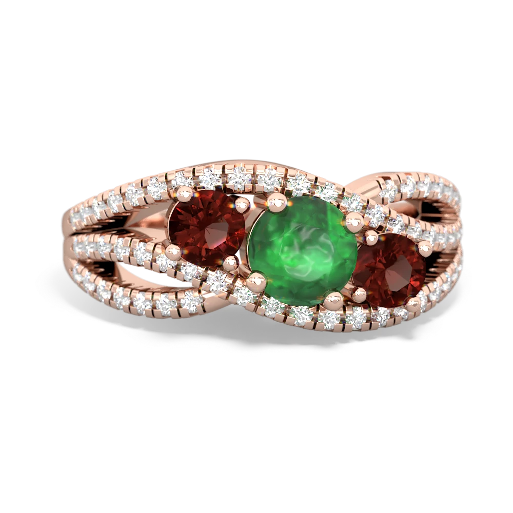 Emerald Three Stone Aurora 14K Rose Gold ring R3080