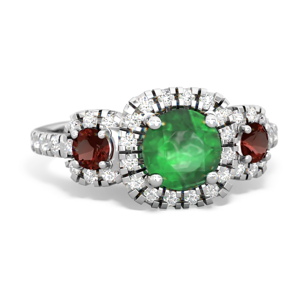 Emerald Regal Halo 14K White Gold ring R5350