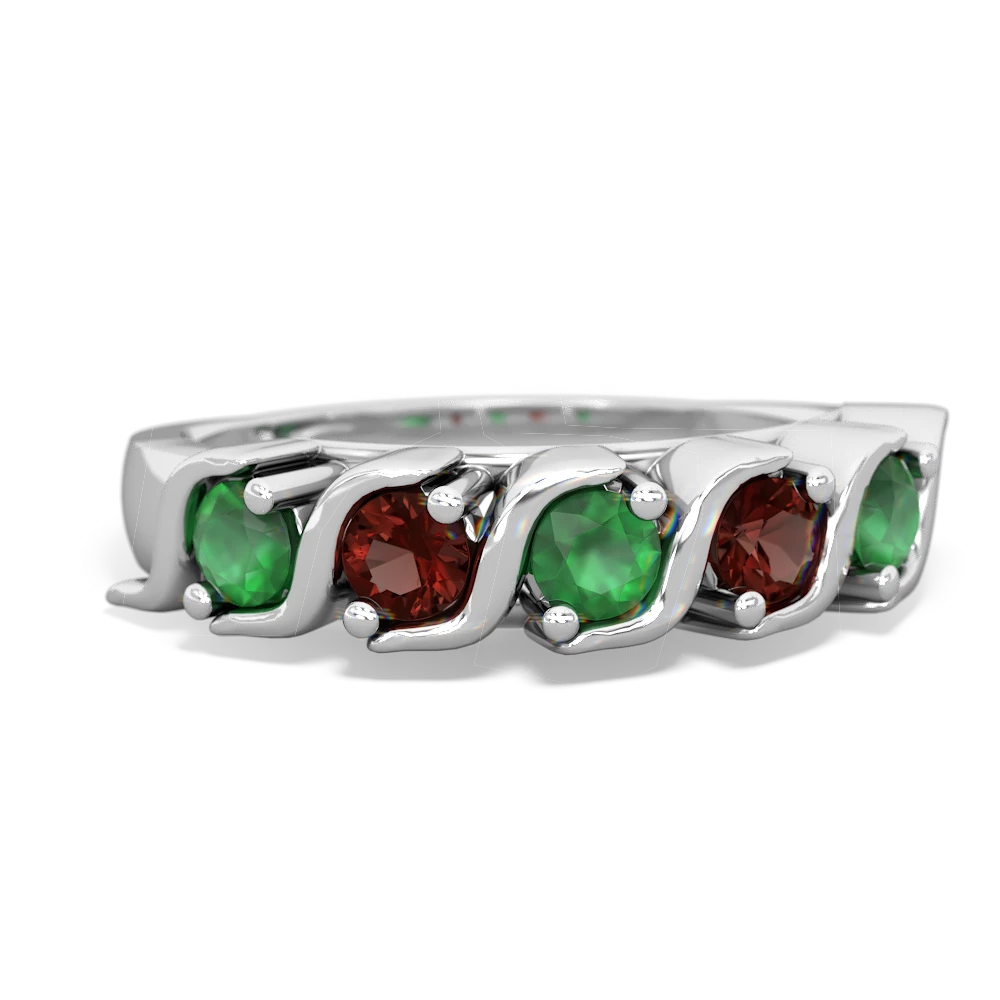 Emerald Anniversary Band 14K White Gold ring R2089