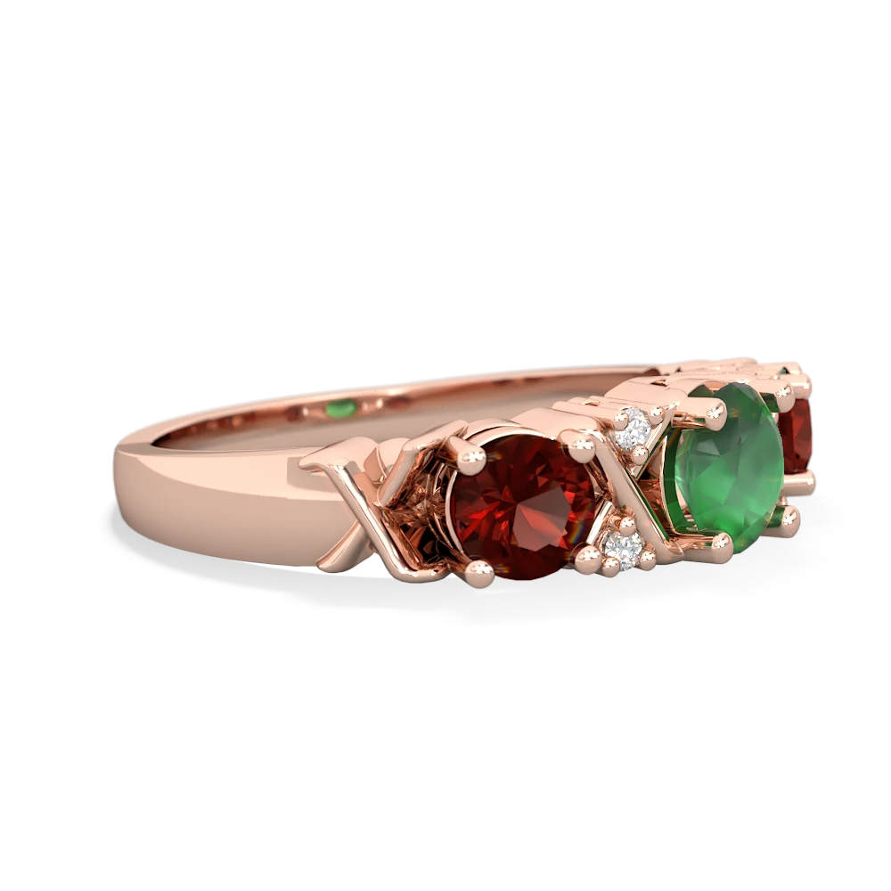 Emerald Hugs And Kisses 14K Rose Gold ring R5016