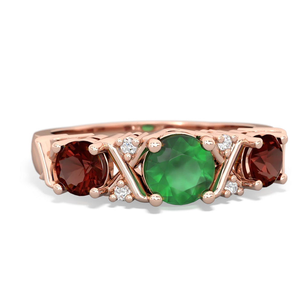 Emerald Hugs And Kisses 14K Rose Gold ring R5016