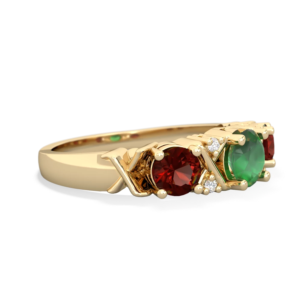 Emerald Hugs And Kisses 14K Yellow Gold ring R5016